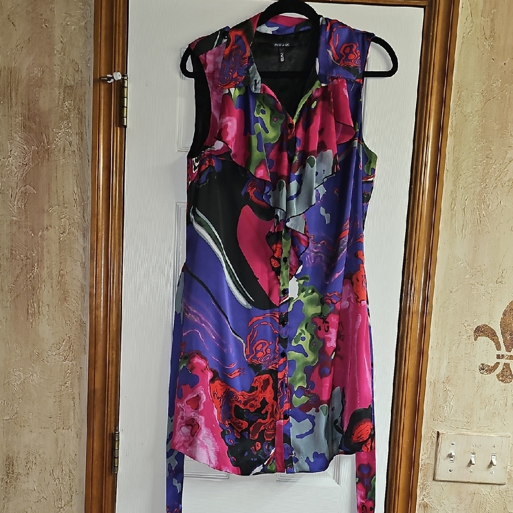 Mac & Jac Pink and Purple Sleeveless Asymmetrical Blouse